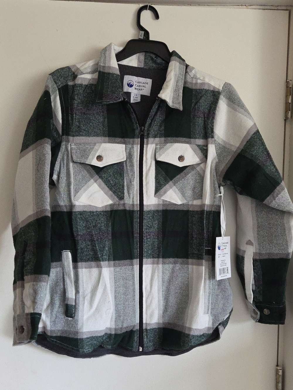 Cascade Casual Wear Womens0 Green Plaid Zip-Front Jacket